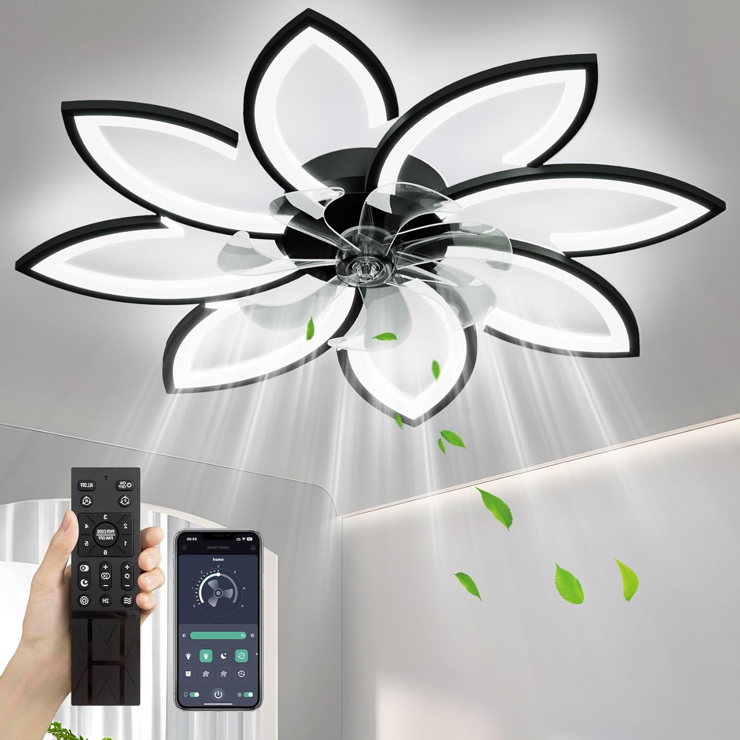Modern 35ft' Ceiling Fan with Lights and Remote Control for Home