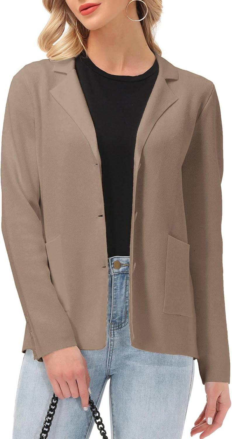 Women's Long Sleeve Casual Blazer for Work and Office Style