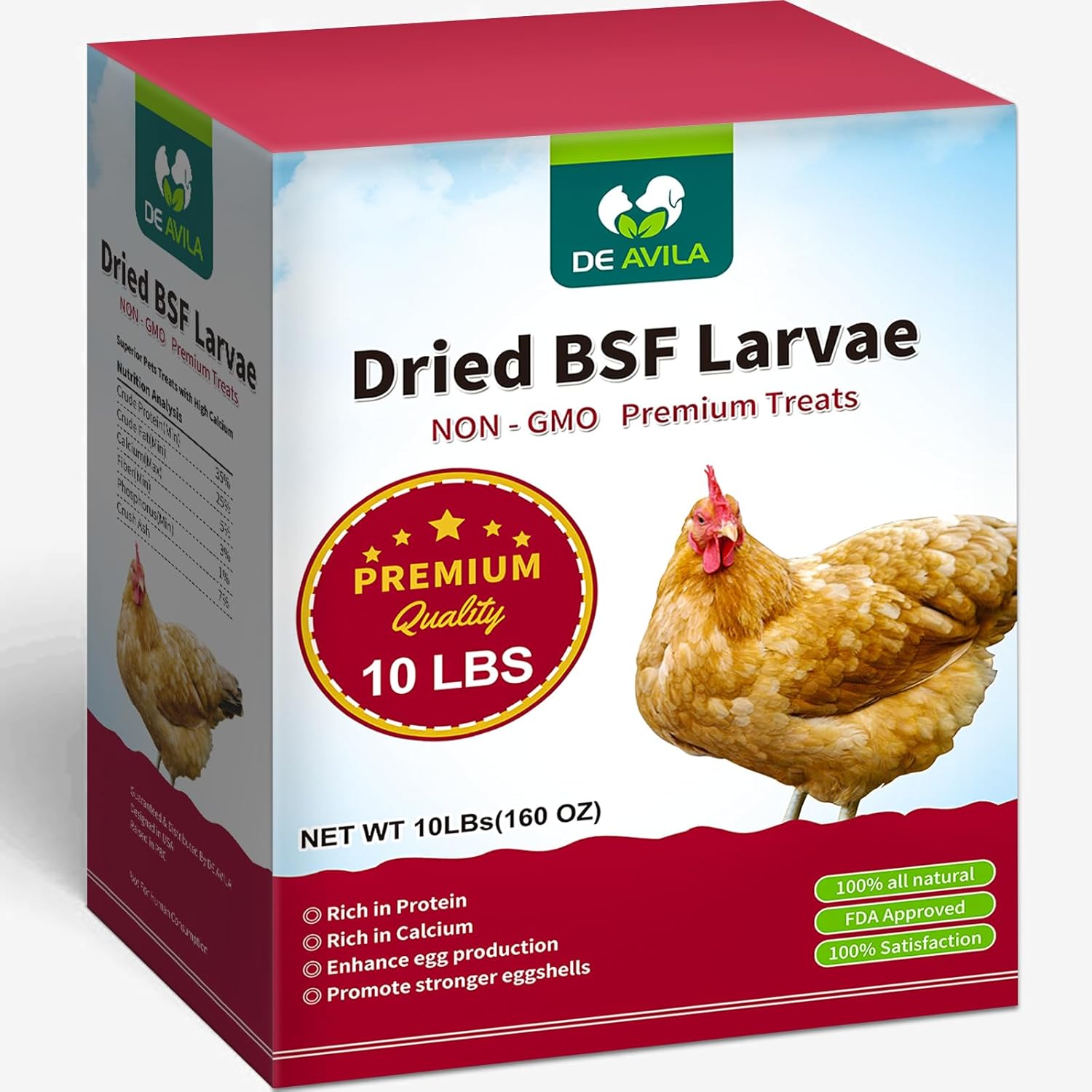 10LB Dried Black Soldier Fly Larvae for Chickens, Non GMO