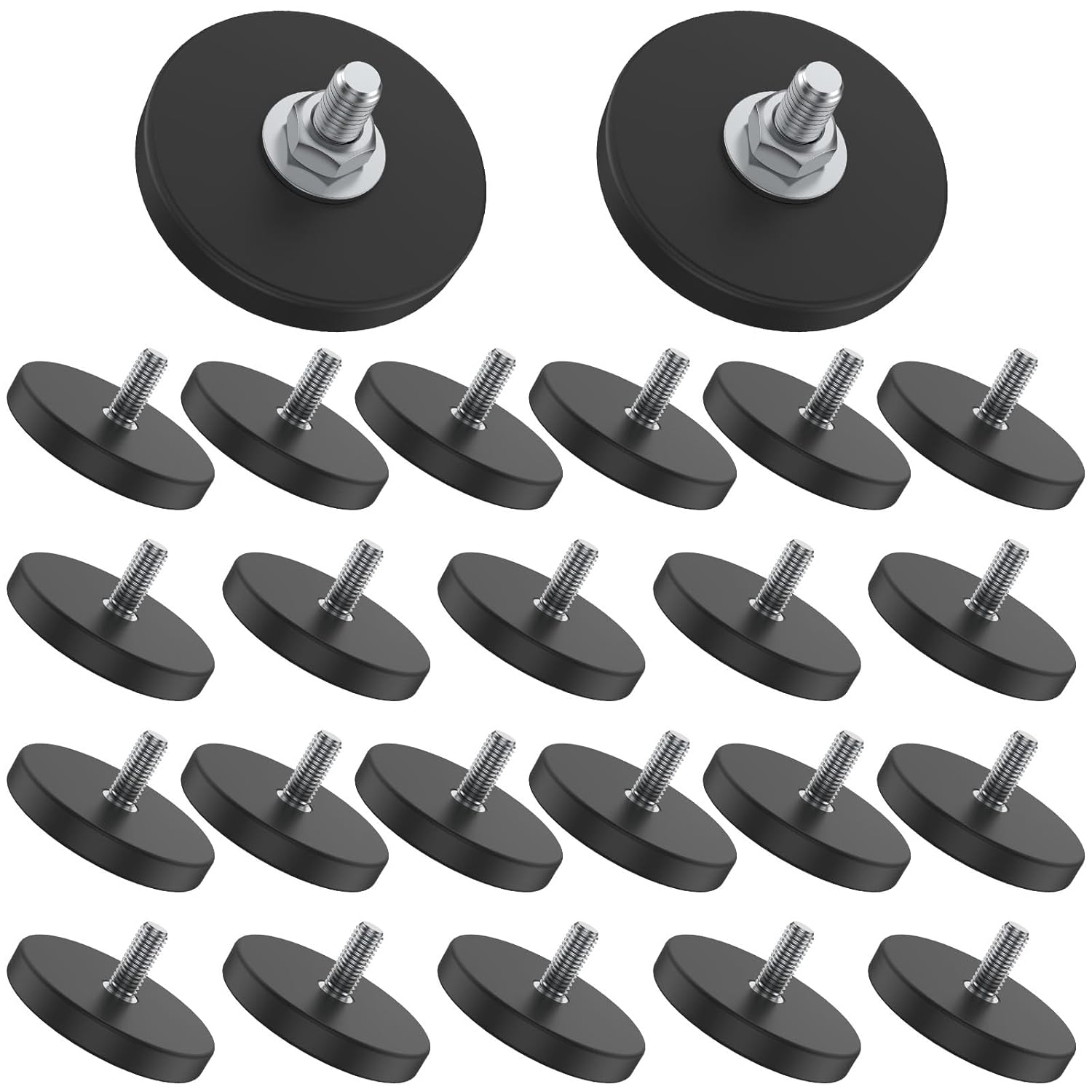 24 Pcs Rubber Coated Magnets for Strong Mounting and Holding