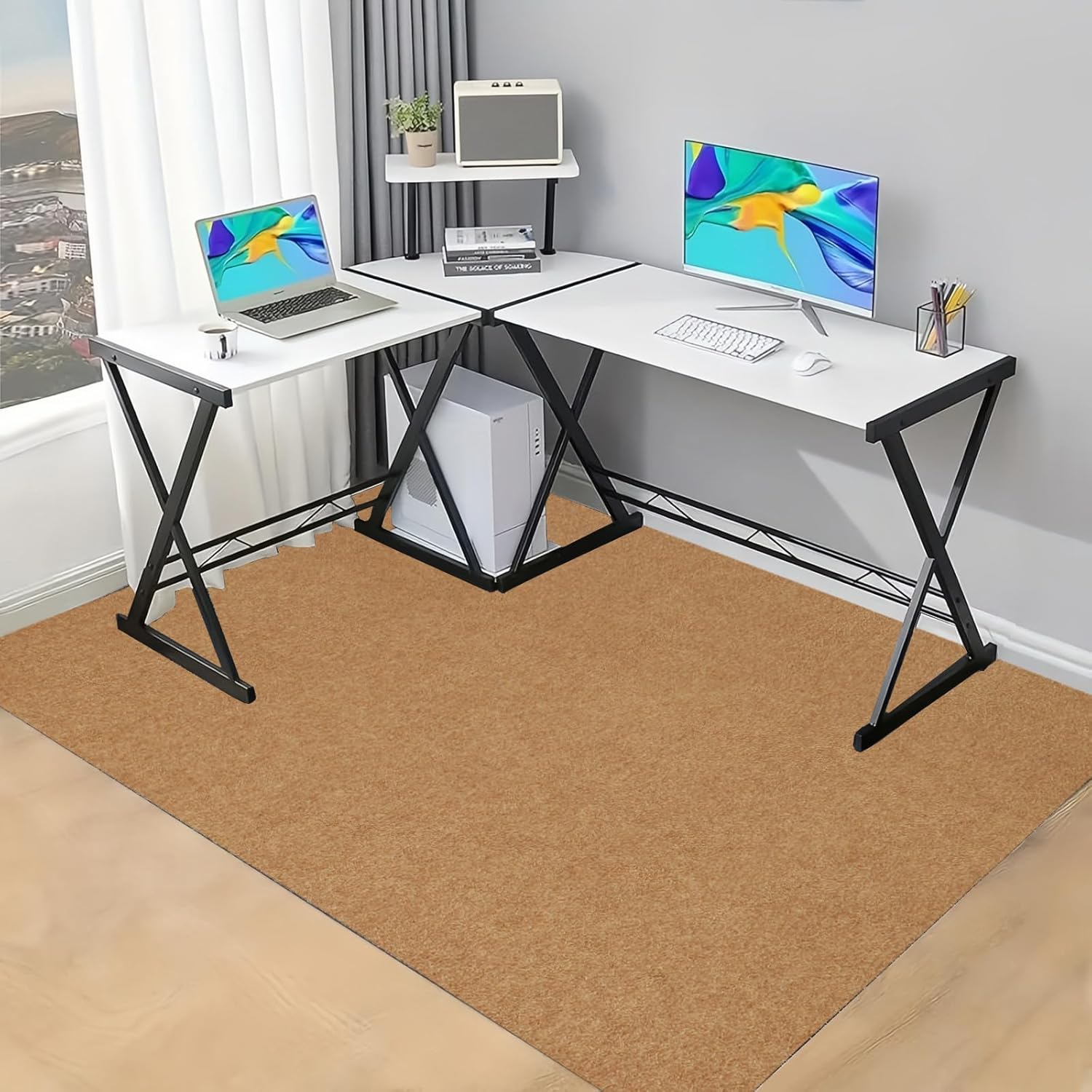 Large Heavy Duty Non-Skid Desk Mat for Hard Floors - Brown