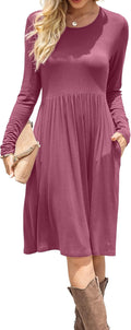 DB MOON Women's Long Sleeve Pocket Dress for Stylish Comfort