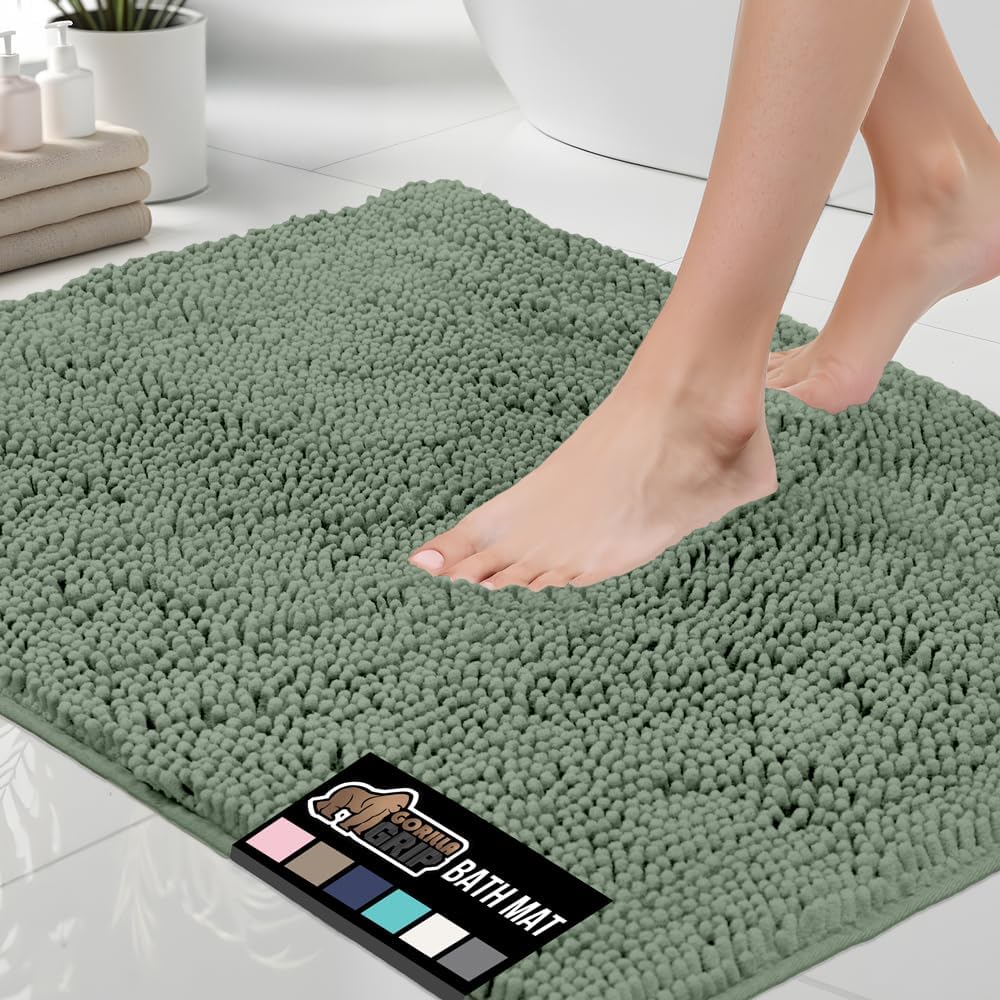 GORILLA GRIP Bath Rug Mat 48x24, Soft Chenille Quick Dry