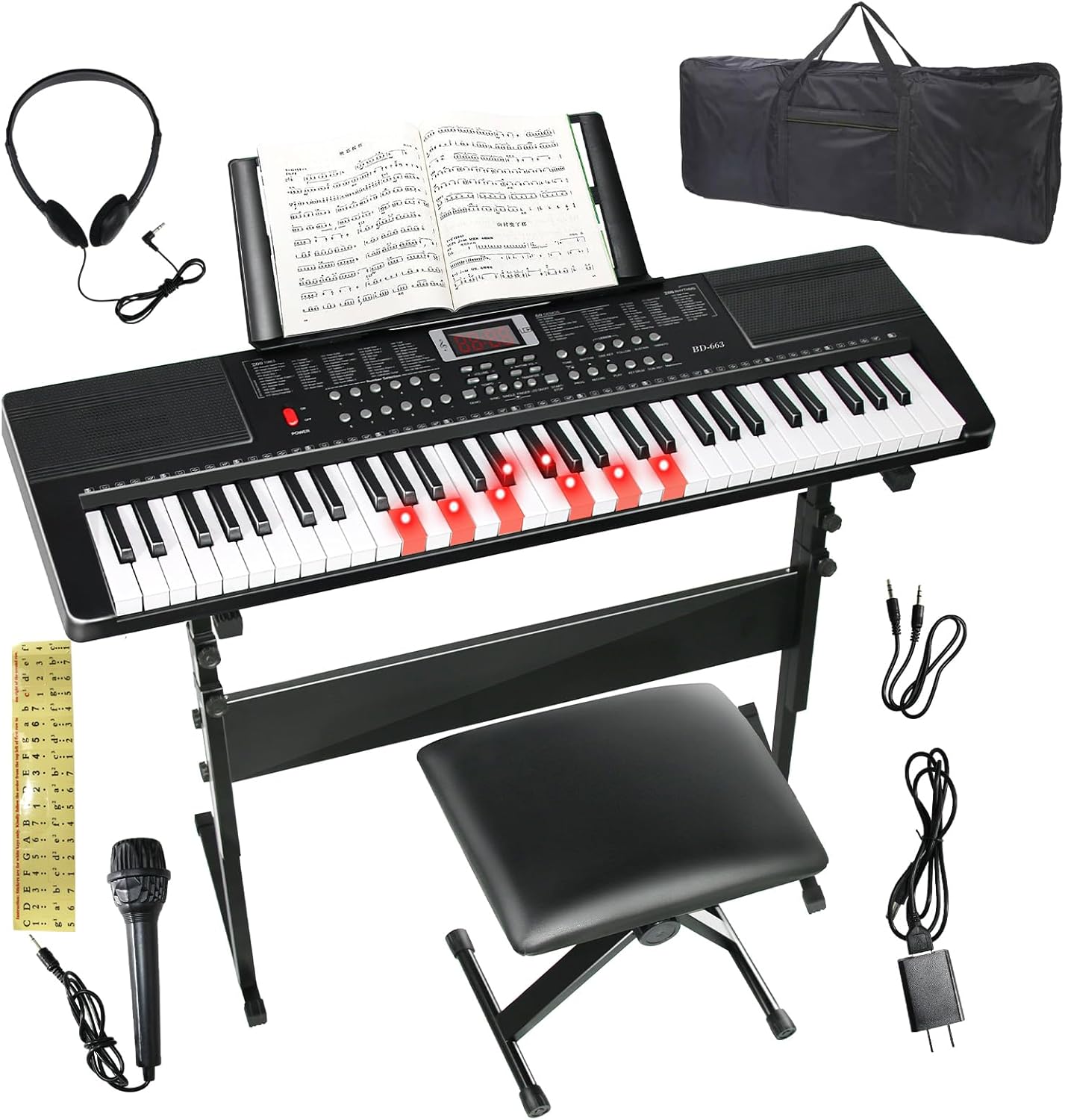 61-Key Electric Piano: Light Up Keys, Built-in Speakers