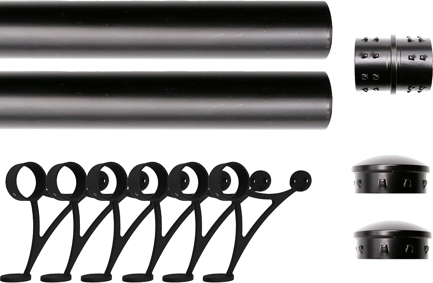Solid Bar Mount Foot Rail Kit with Matte Black Stainless Steel
