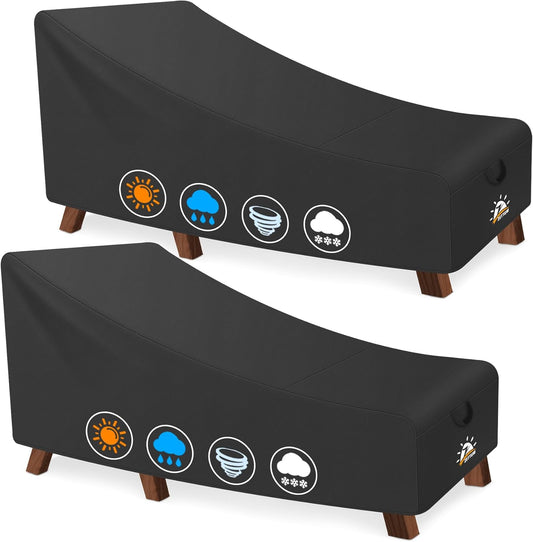 Zettum Outdoor Lounge Chair Cover 2 Pack - Waterproof & Durable