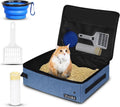 Portable Cat Travel Litter Box with Lid and Liners - Compact Travel