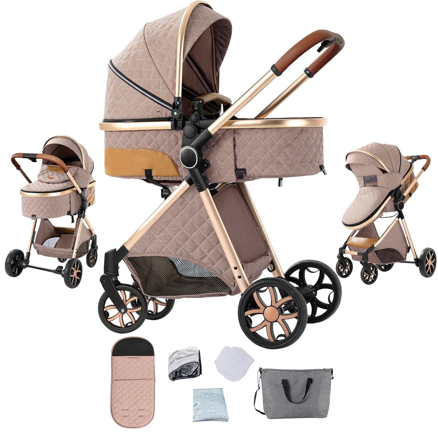 2 in 1 Baby Stroller with One-Click Folding for Easy Travel