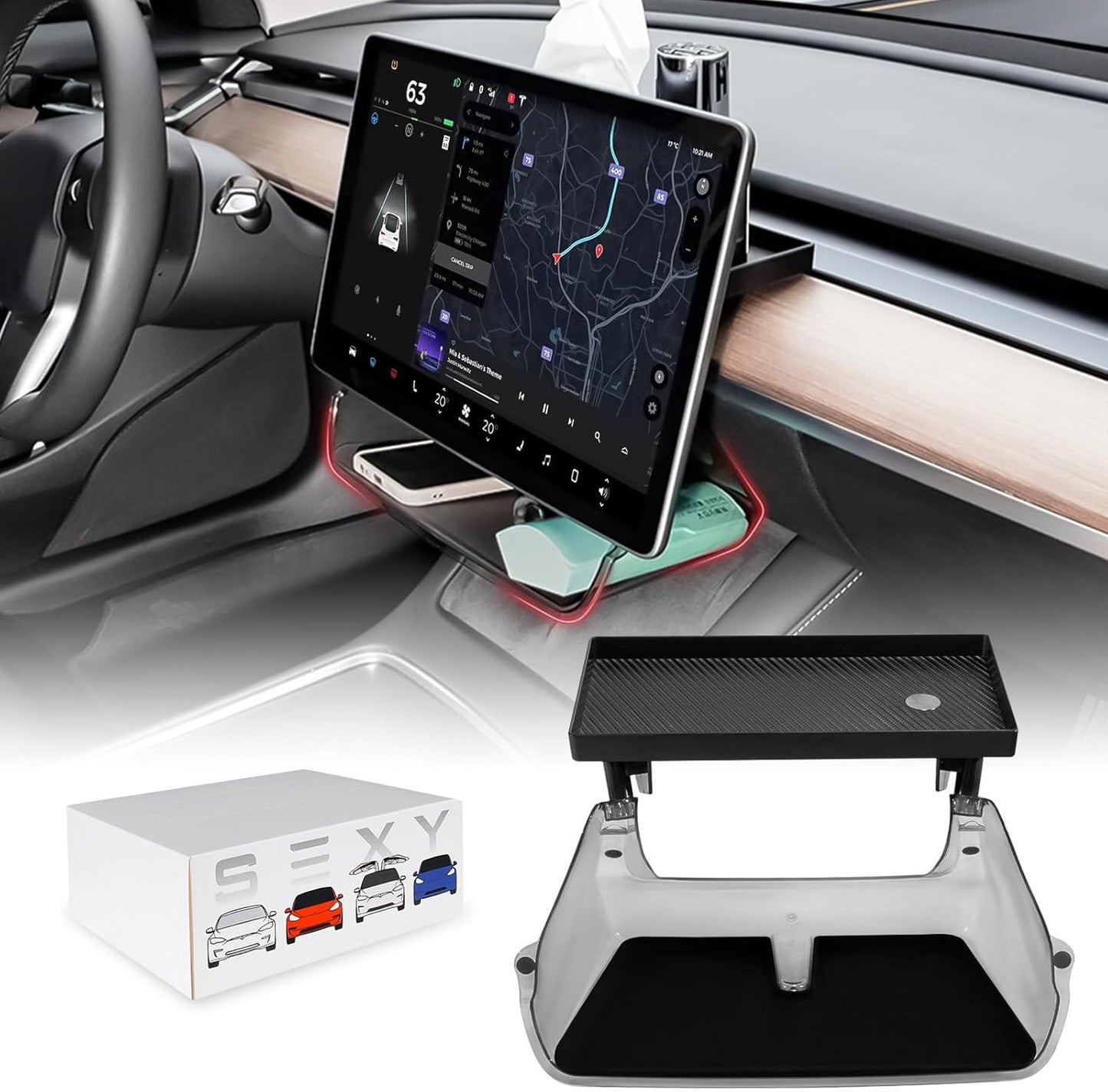 Under Screen Storage Organizer Model 3/Y - Perfect Fit for Tesla
