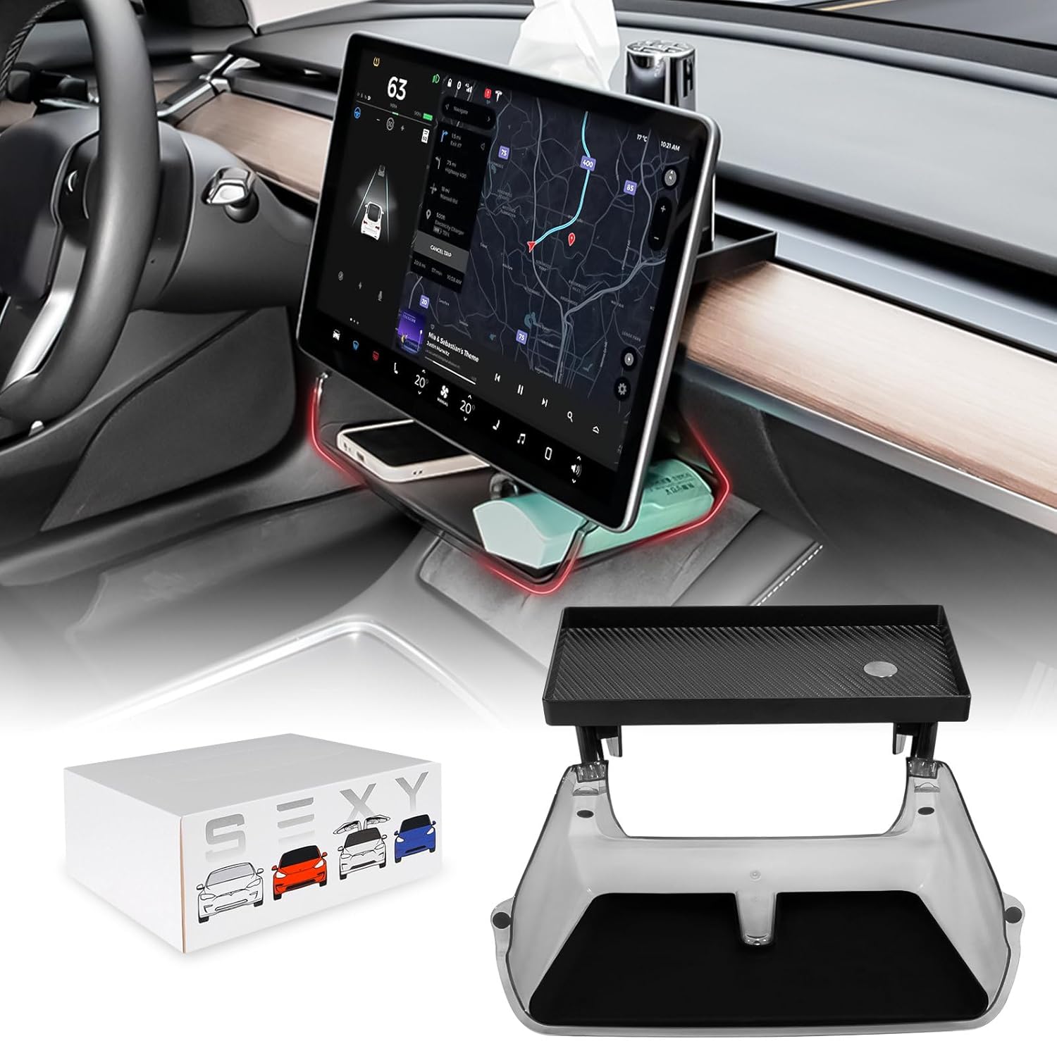 Under Screen Storage Organizer Model 3/Y - Perfect Fit for Tesla