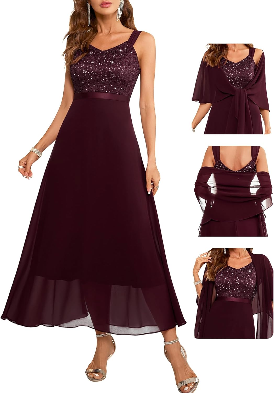 BeryLove Formal Wedding Guest Sequin Dress for Elegant Events