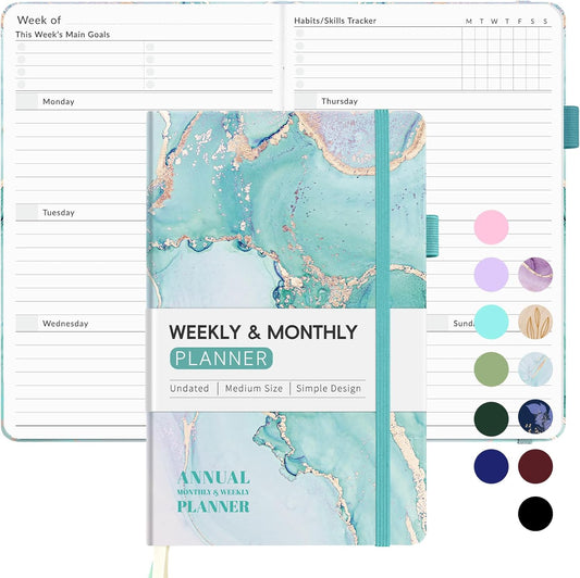 Forvencer Teal Marble Planner - Achieve Goals Effortlessly