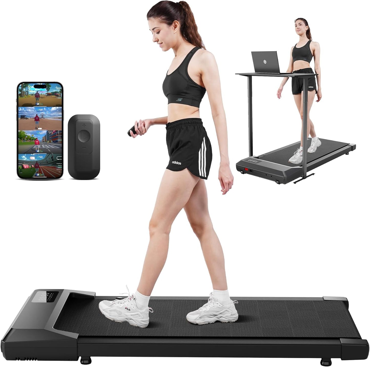 DeerRun Walking Pad 2025 Smart Under Desk Treadmill for Home
