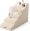 Dog Stairs for Small Dogs 22.8 in 5-Step Beige - Easy Access for Beds