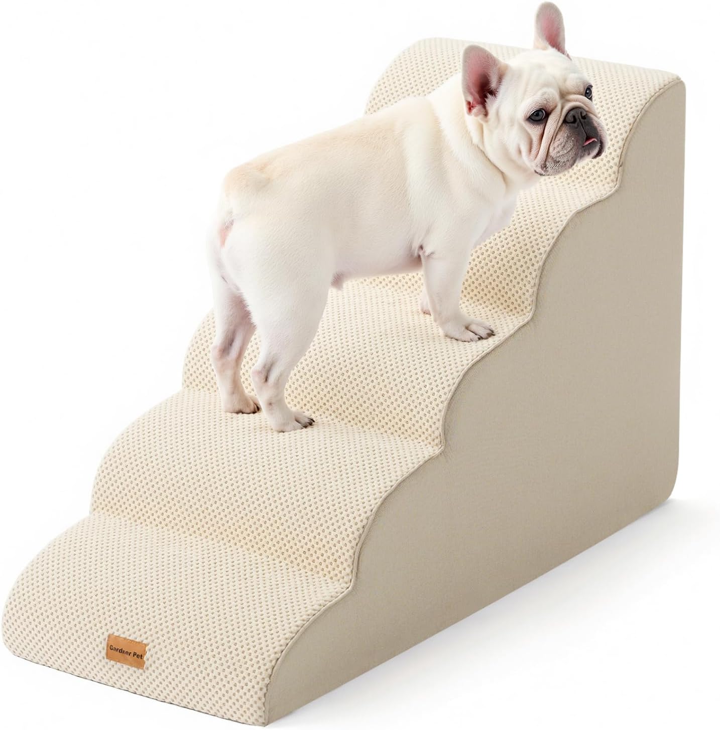 Gardner Pet Dog Stairs for Small Dogs - 5-Step Beige Design