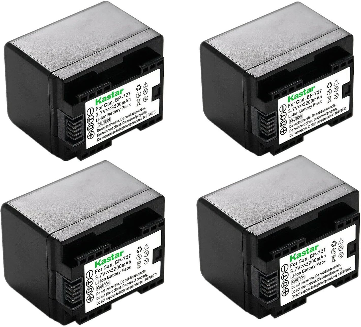 Kastar 4-Pack BP-727 Battery for Canon VIXIA HF Series Cameras