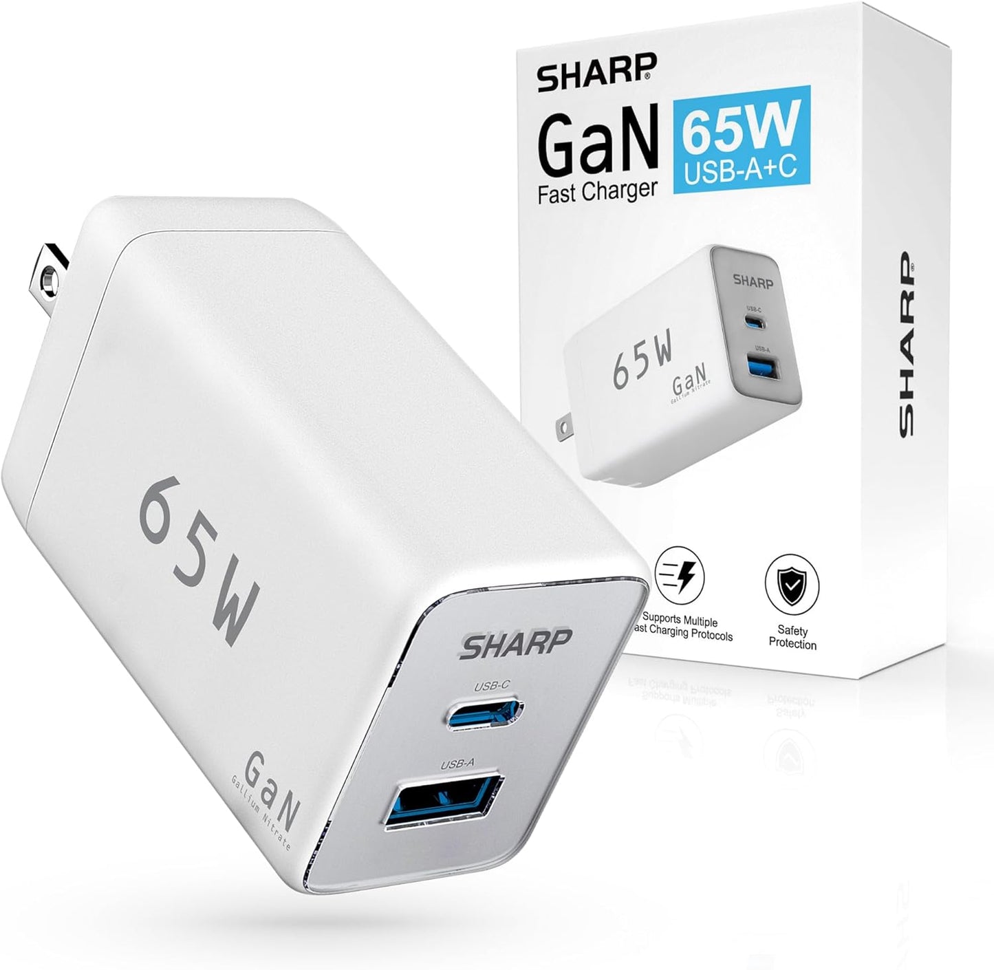 65W Compact GaN Fast Charger for MacBook Pro/Air, iPhone 15, Galaxy S23