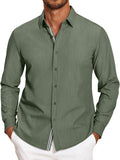 Mens Stretch Denim Look Button Down Shirt - Untucked Casual Fit