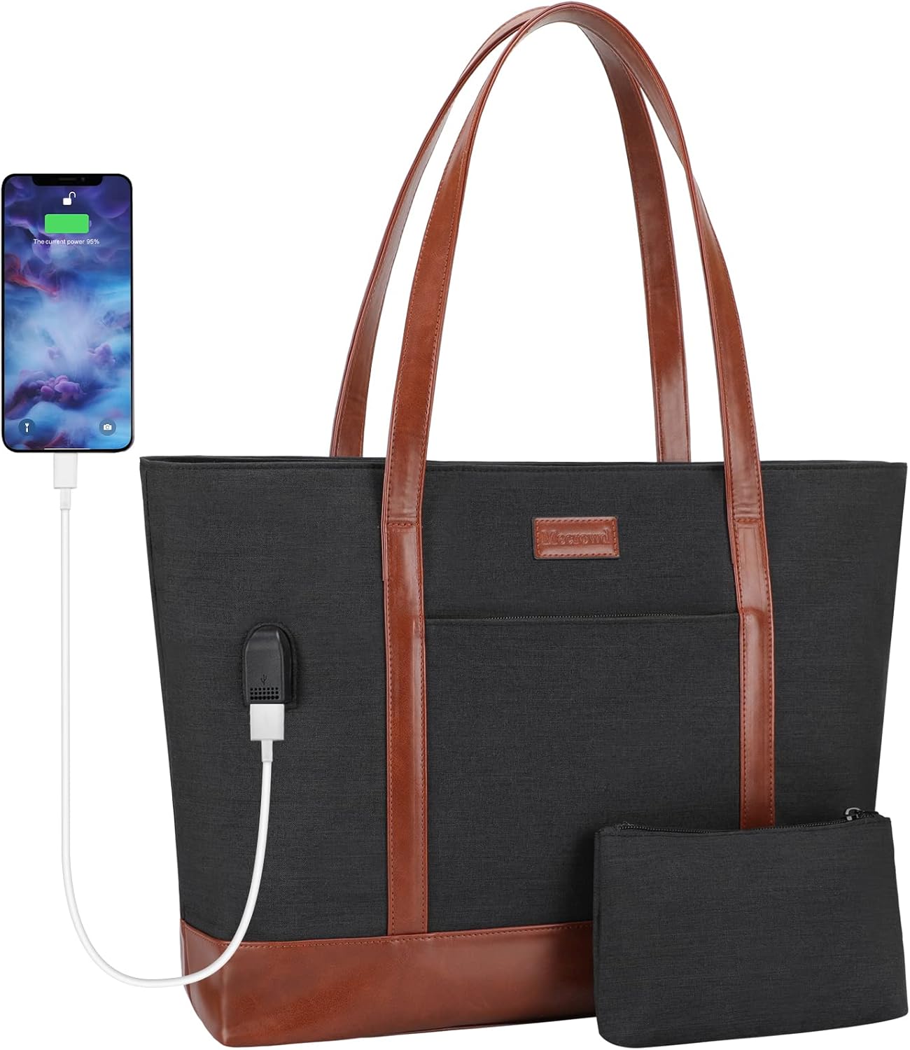 Extra Large Laptop Work Tote Bag for Women with USB Port