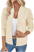 Verdusa Women's Textured Lightweight Bomber Jacket - Zip Up Casual