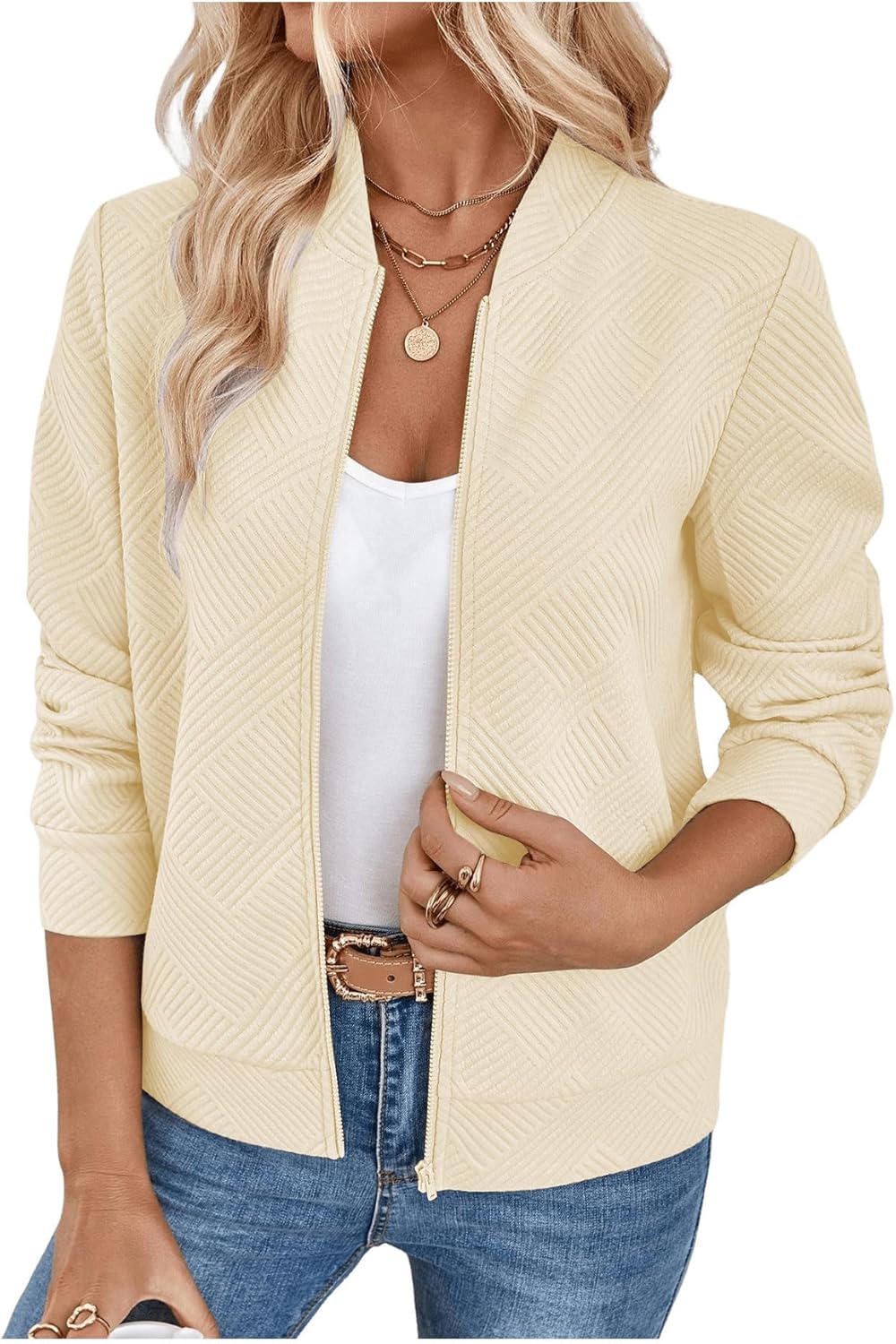 Verdusa Women's Zip Up Textured Lightweight Bomber Jacket Review
