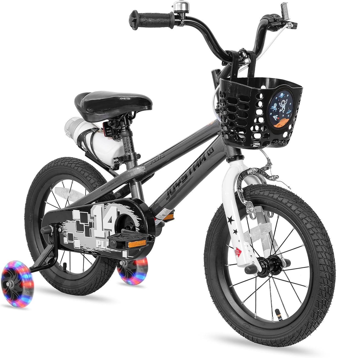 JOYSTAR Pluto Kids Bike with Light Up Training Wheels for Ages 3-12