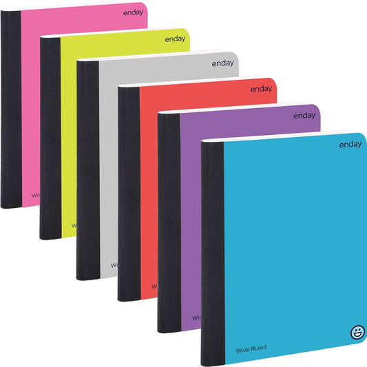 Enday 6-Pack Premium Wide Ruled Notebooks