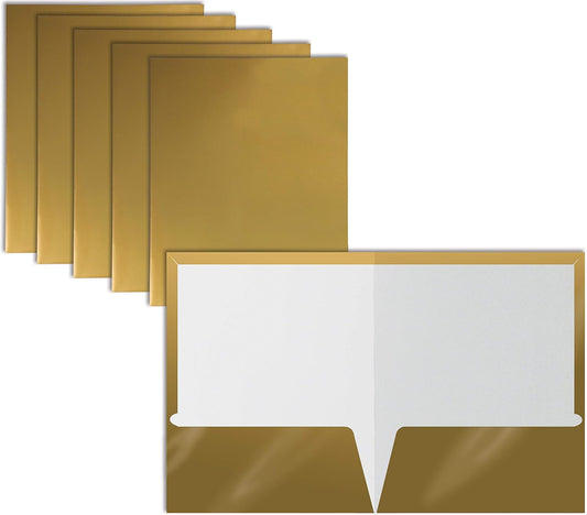 Glossy Gold Paper Folders, 25-Pack