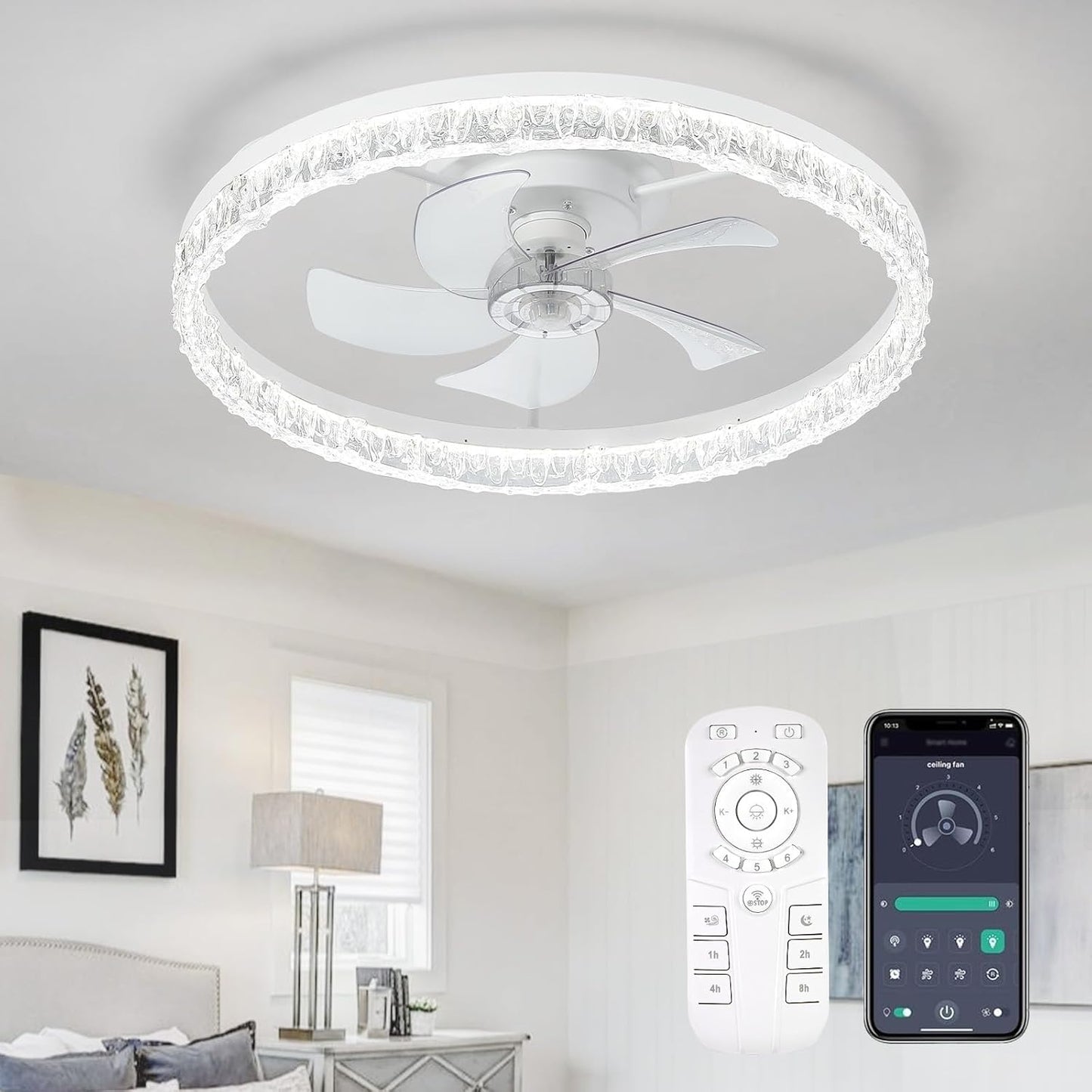 24 Inch Ceiling Fan with Light and Remote for Any Room