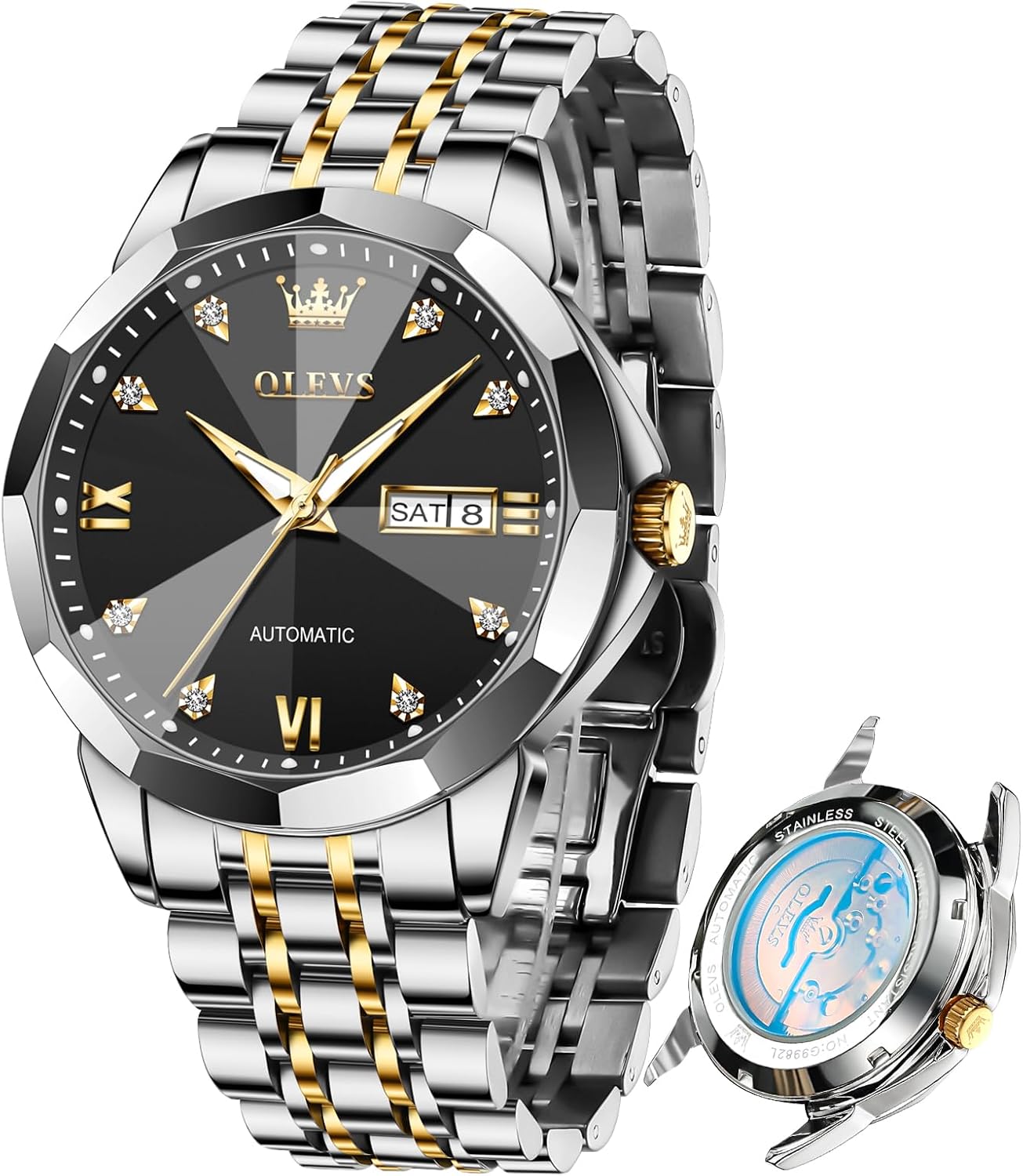 OLEVS Men's Automatic Diamond Dial Watch