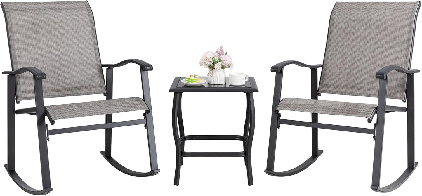 Shintenchi 3 Piece Rocking Bistro Set for Outdoor Relaxation