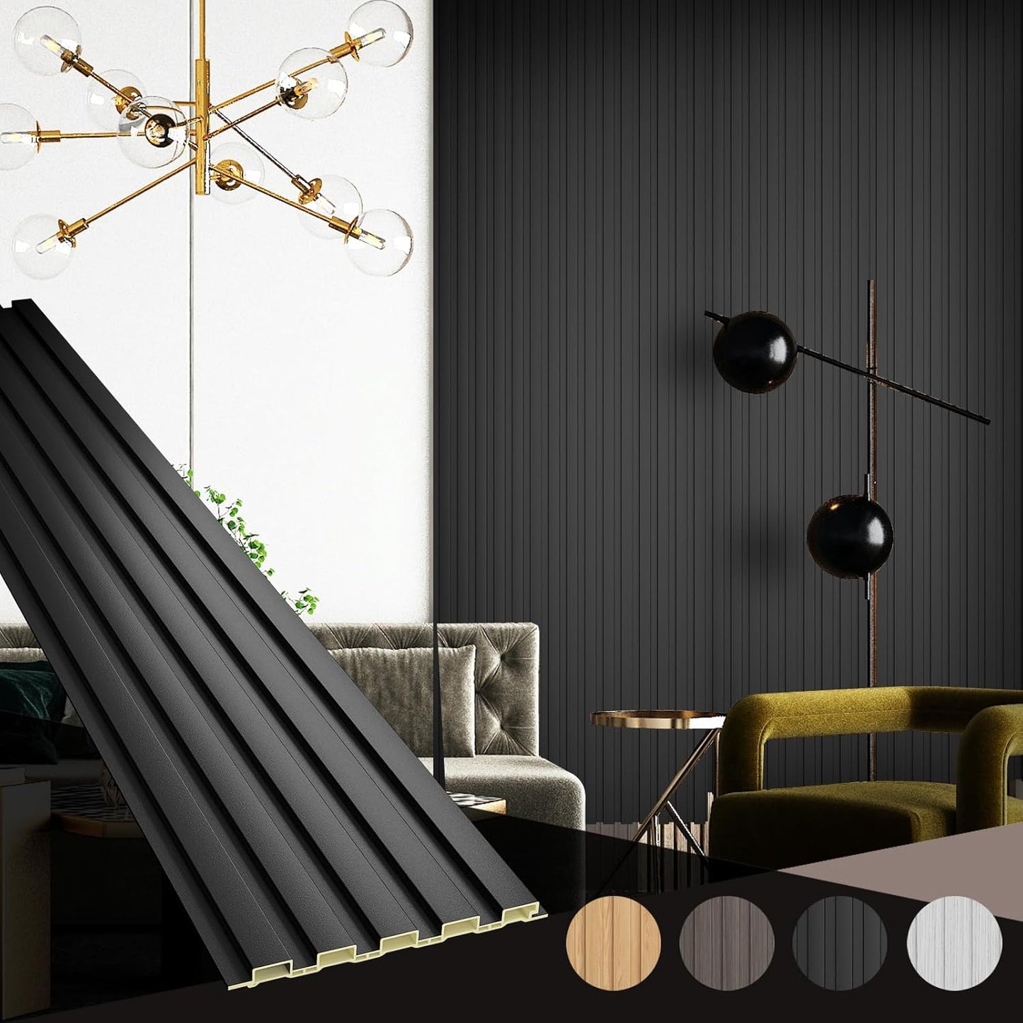 OUZUGIE WPC Acoustic Slat Wall Paneling for Stylish Interiors