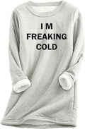 Women's Sherpa Lined Fleece Pullover Sweatshirt - Warm Crewneck