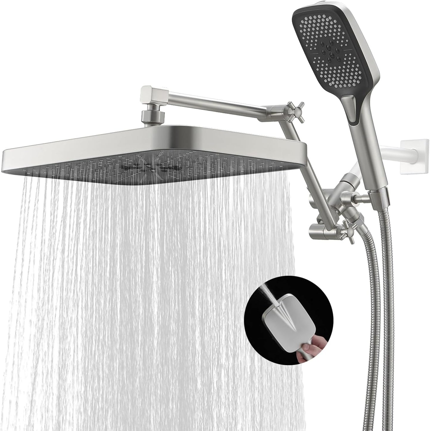 High Pressure Wide Rain Shower Head with Handheld Spray Combo