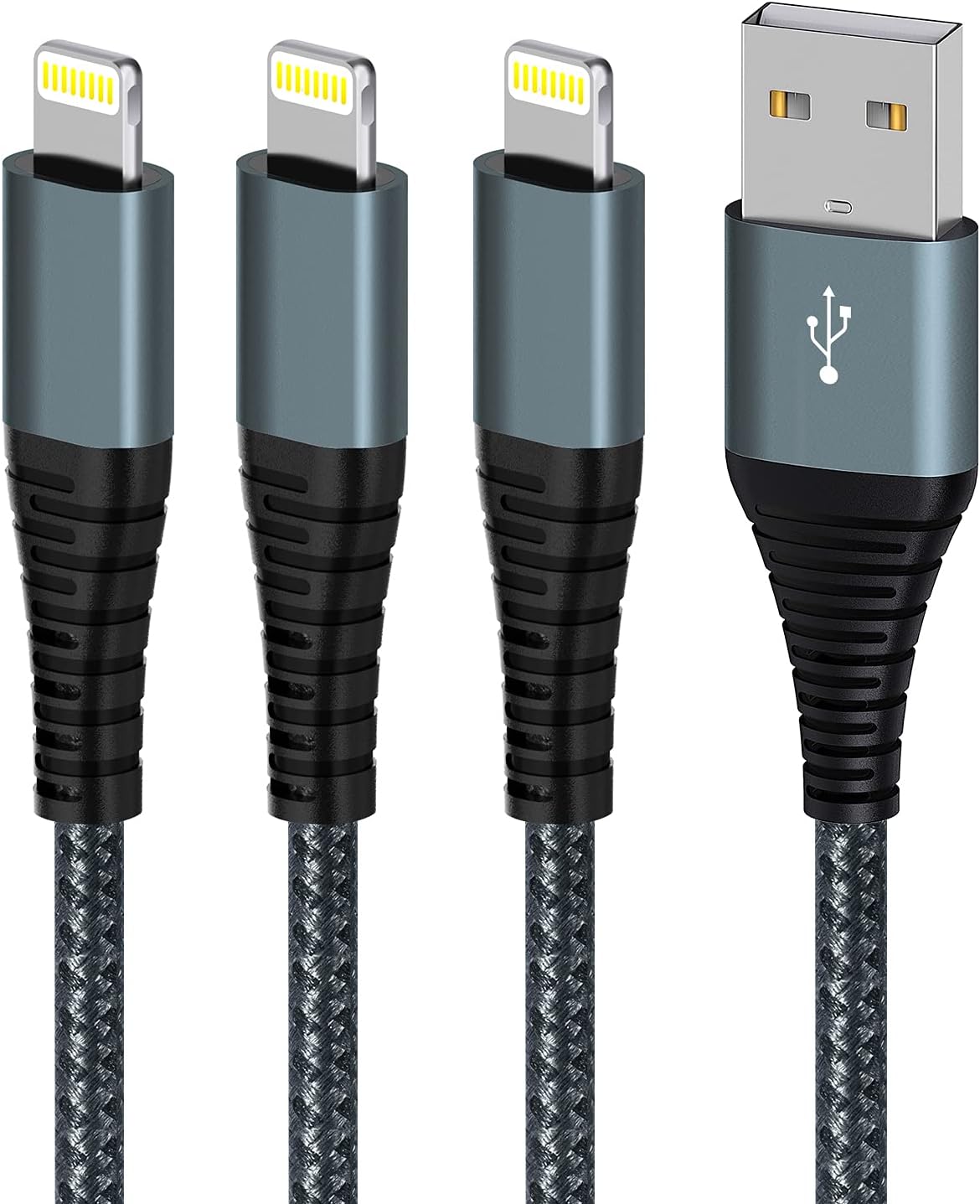 Fast Charge 6ft Lightning Cable 3Pack - Apple MFi Certified, Nylon Braided, iPhone Compatible
