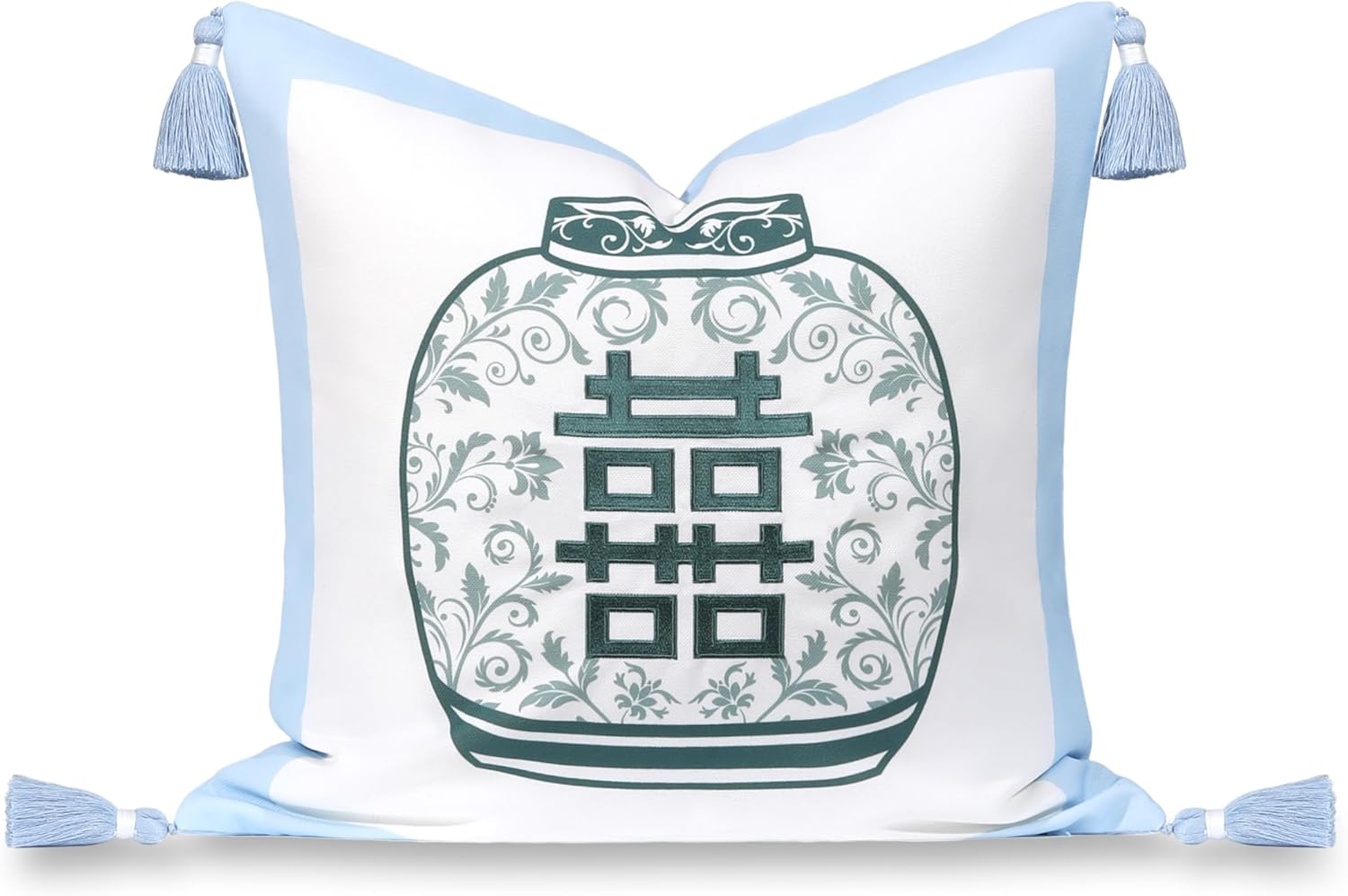 Premium Coastal Grandmillennial Throw Pillow Cover for Indoors