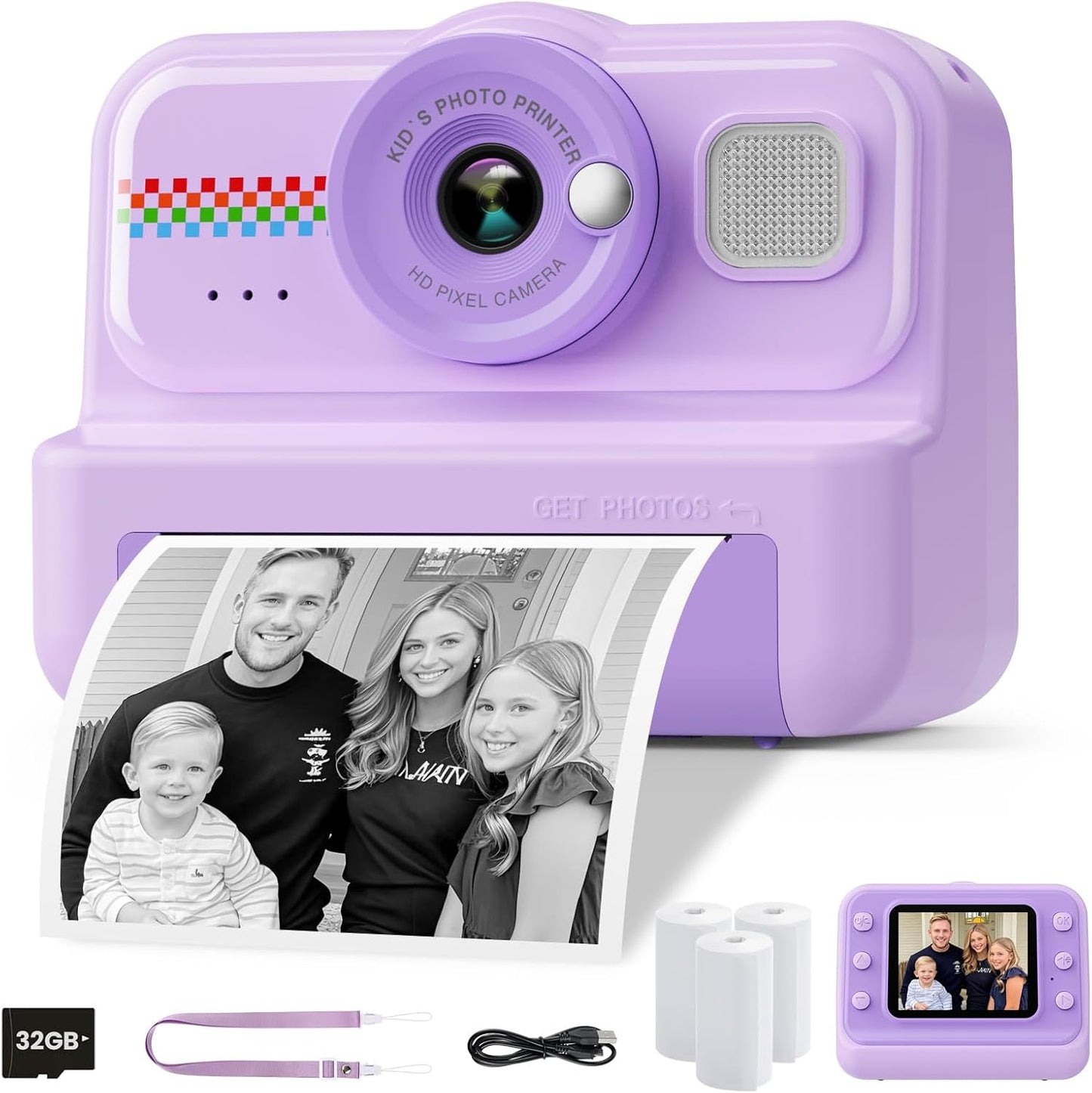 Kids Instant Print Camera with 1080P HD for Creative Fun