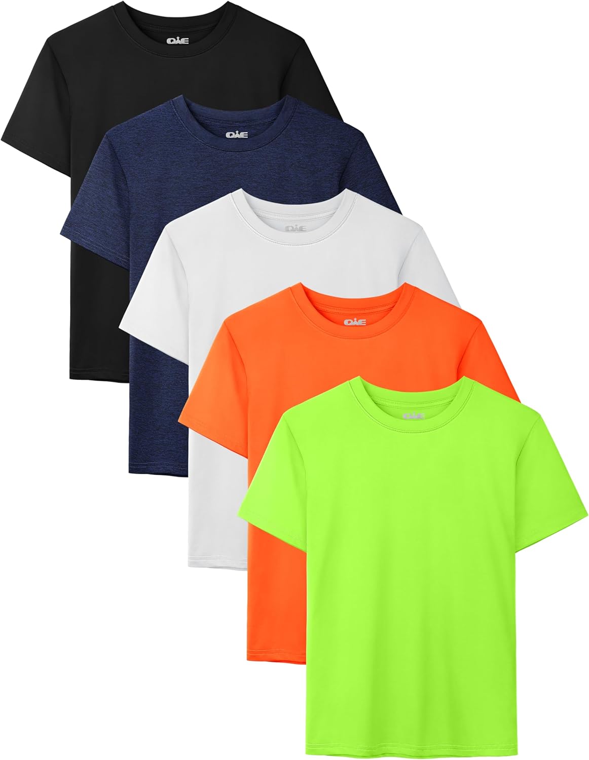 Boys Dry Fit Shirts 5 Pack Athletic Short Sleeve Tops for Youth