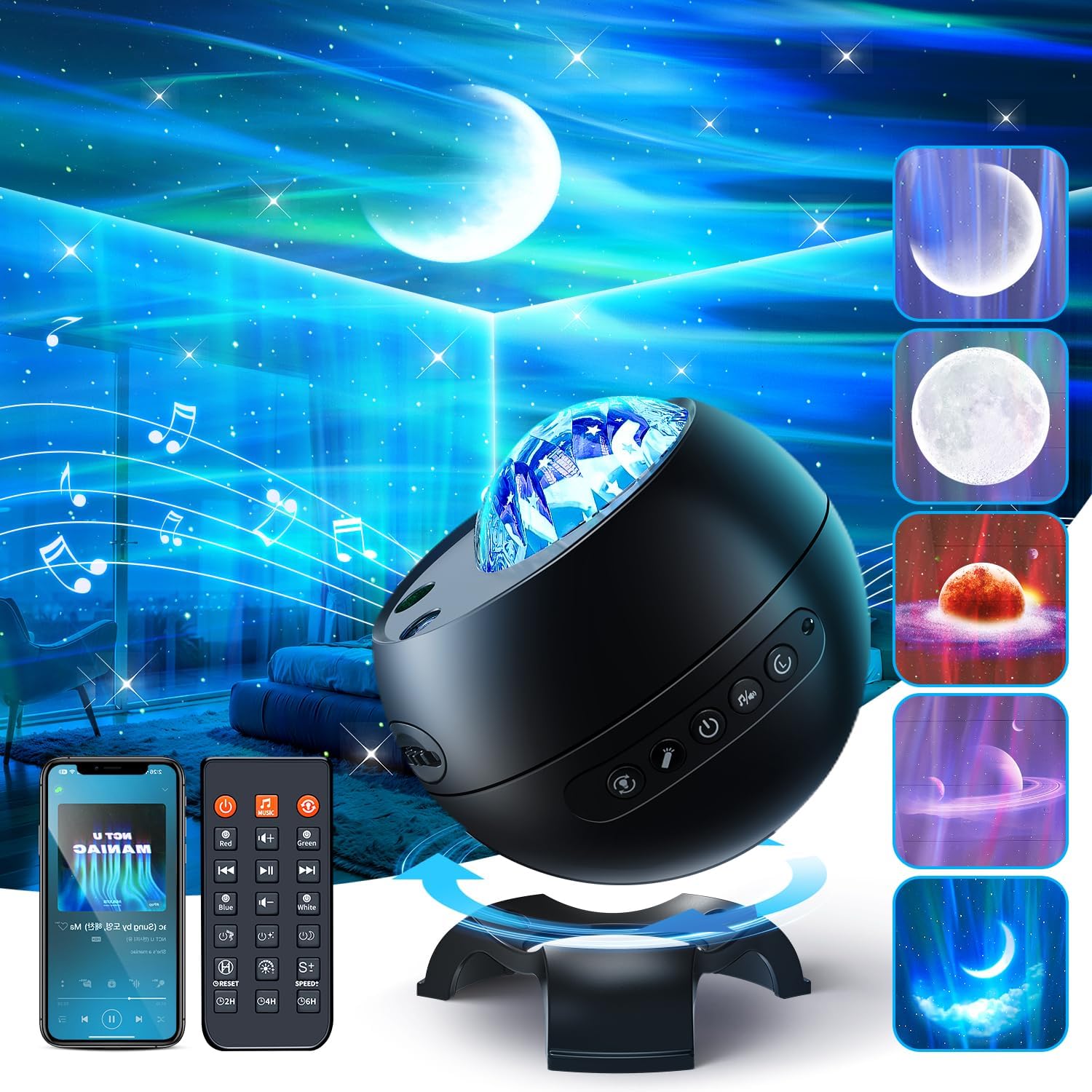 Galaxy Projector for Bedroom with 15 Colors and Bluetooth Speaker
