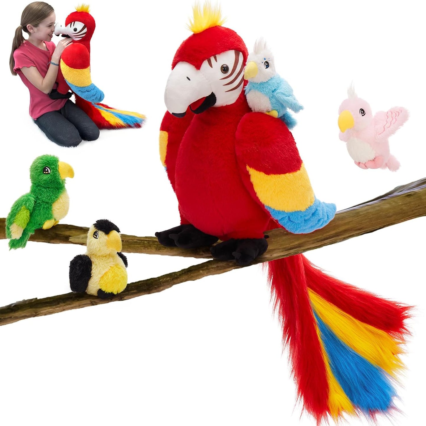 Tezituor Macaw Parrot Stuffed Animals: Realistic Plush Toy Gift