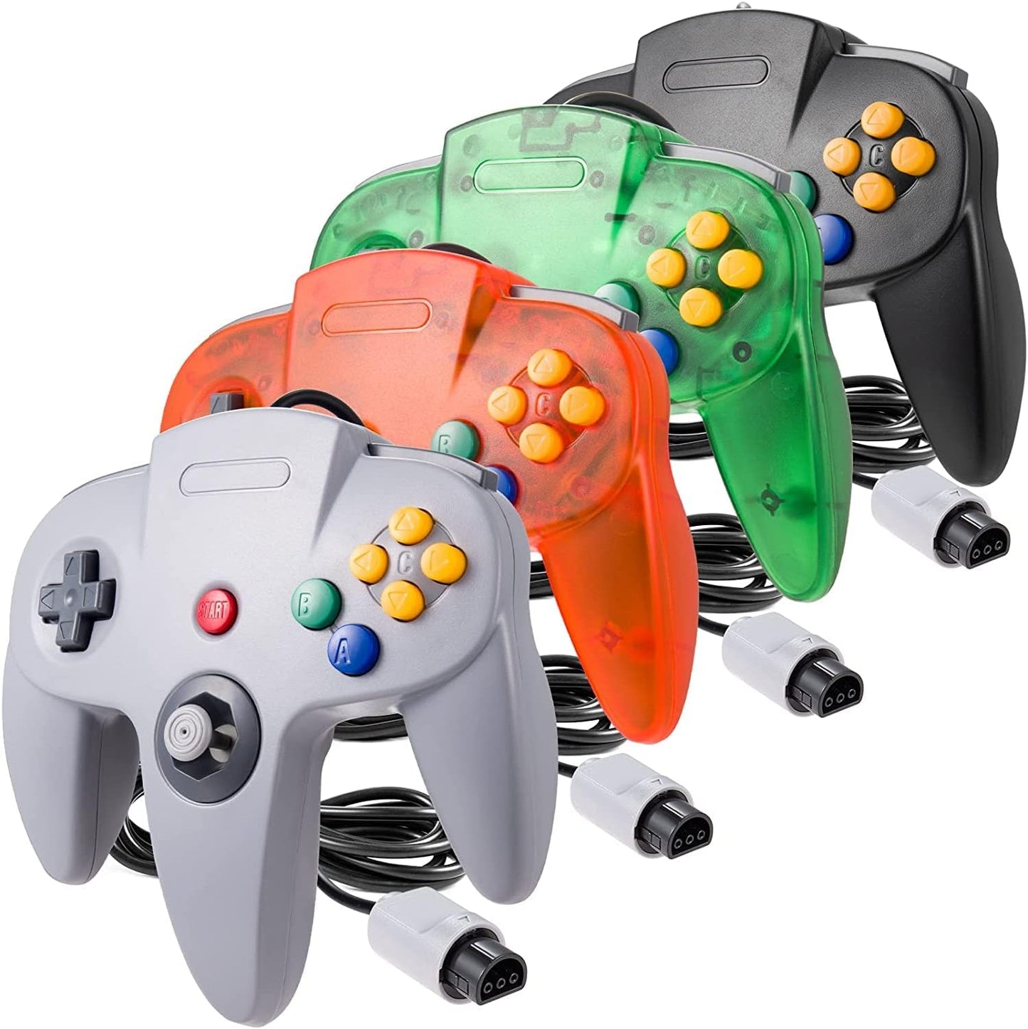 Classic N64 Controller 4 Pack Wired Gamepad with Upgraded Joystick