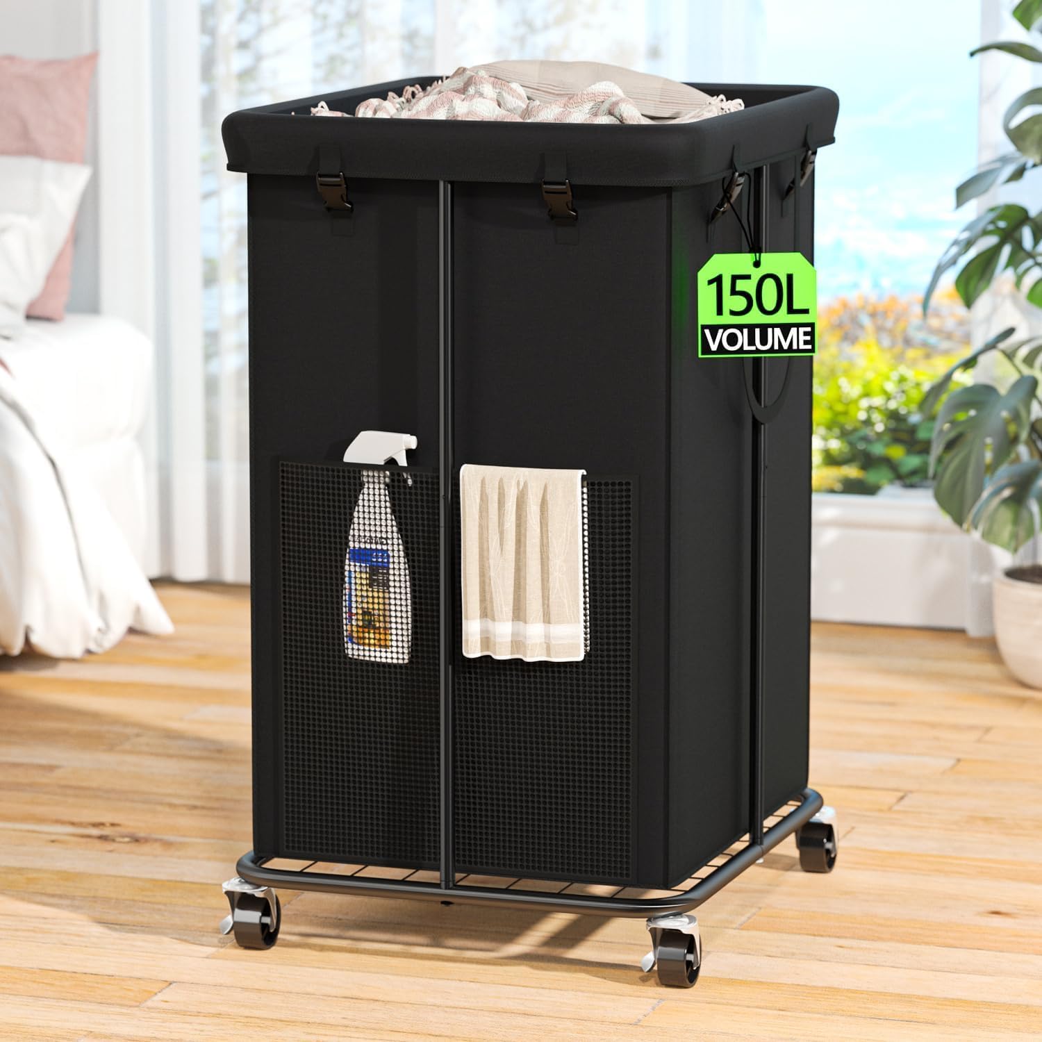 150L Rolling Laundry Hamper with Wheels for Easy Transport