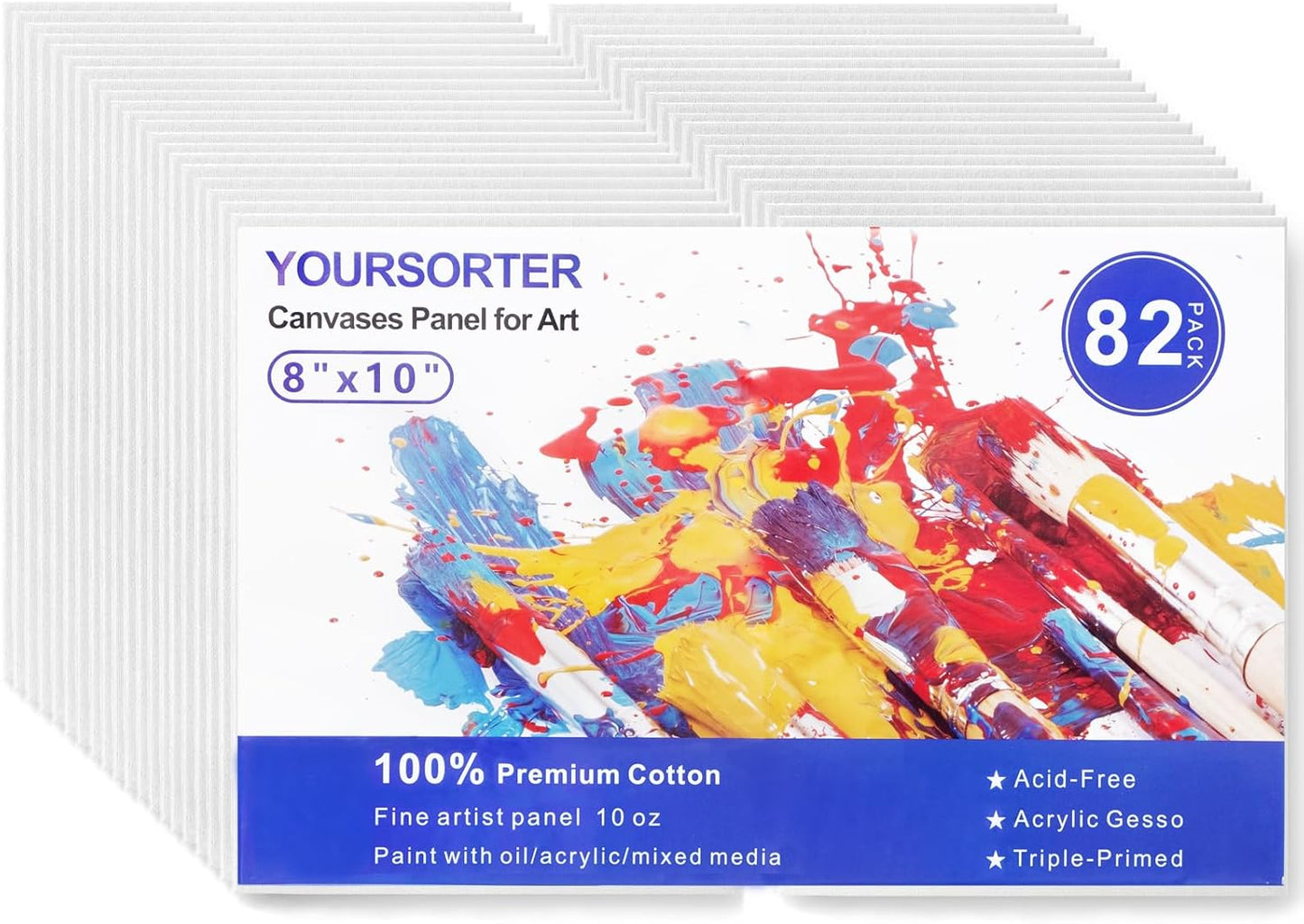 Canvas Boards 82 Pack for Painting, 8x10in Blank Canvases