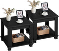 Farmhouse End Table Set of 2 - Large 2-Tier Rustic Side Tables