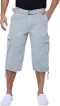 X RAY Men's Belted Long Cargo Shorts - Durable Below Knee Fit High