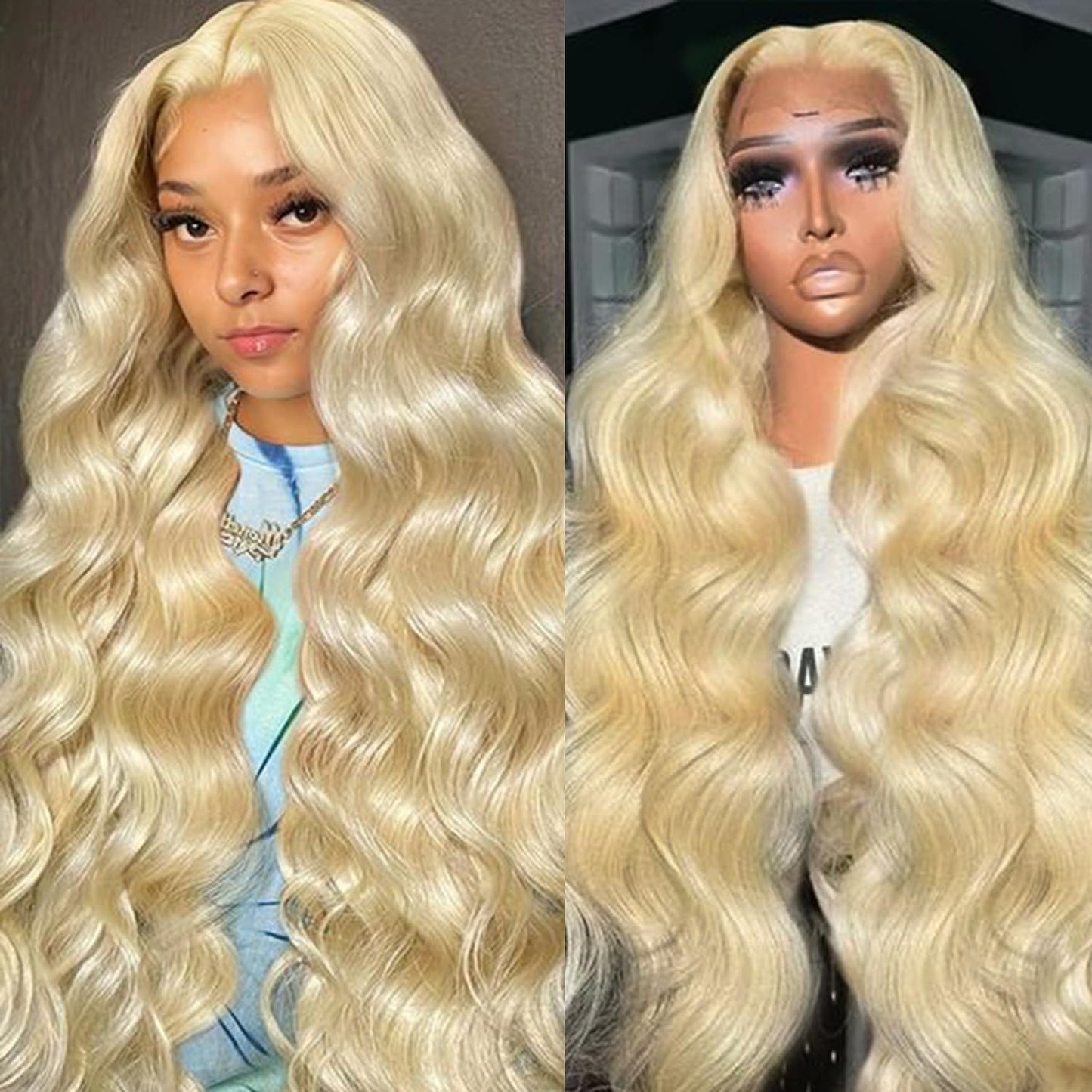 613 Lace Front Wig Human Hair 200% Density Body Wave 22 Inch