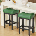 Forest Green Counter Height Bar Stools Set of 2, 24 in Saddle Seats