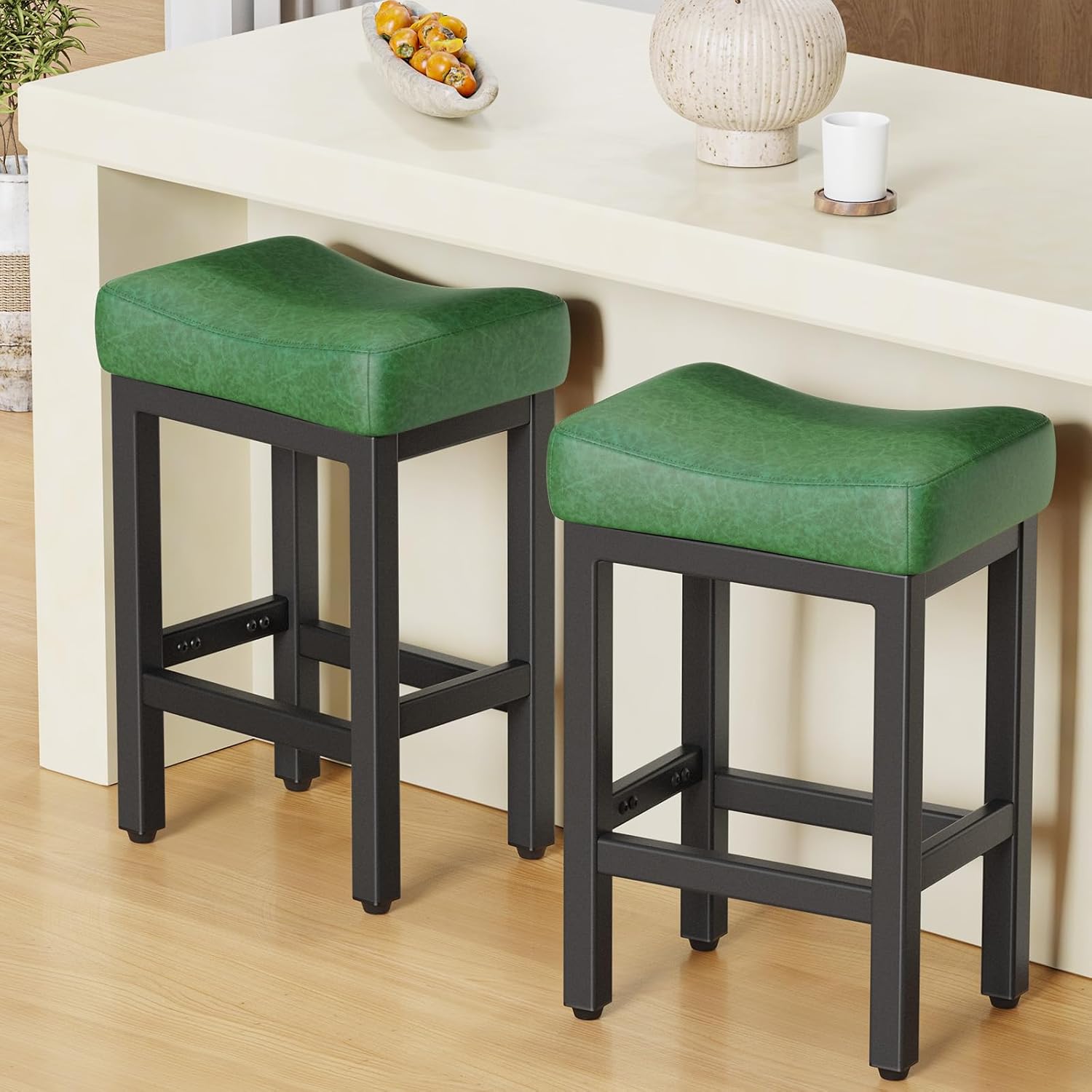 Counter Height Bar Stools Set of 2, 24 Inch Kitchen Stools