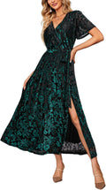 Stylish BerryGo Velvet V Neck Maxi Dress for Evening Parties