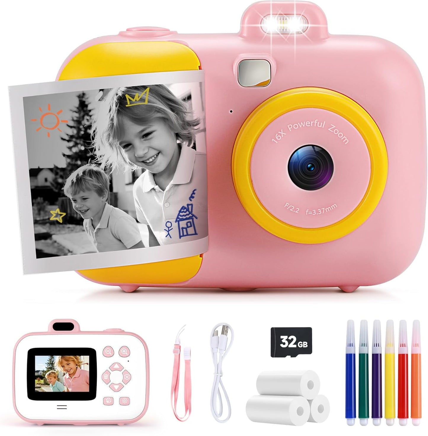 Instant Camera for Kids with Print Paper - Perfect Gift for Ages 5-9
